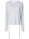 TIBI RUCHED BACK PANELLED SWEATER