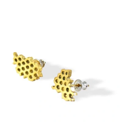 Karolina Bik Jewellery Honeycomb Earrrings Gold