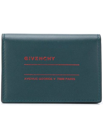 Givenchy Logo Printed Snap Bi-fold Wallet In Blue