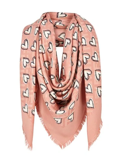 Fendi Open Your Heart Shawl Scarf - Pink