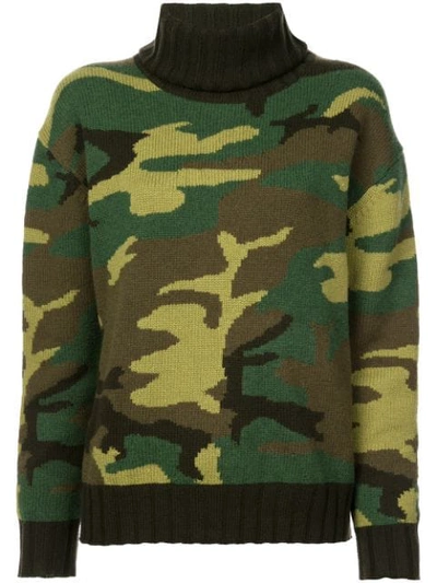 Nili Lotan Camouflage Print Roll Neck Sweater - Green