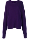 Ben Taverniti Unravel Project Oversized Distressed Crew-neck Sweater In Purple