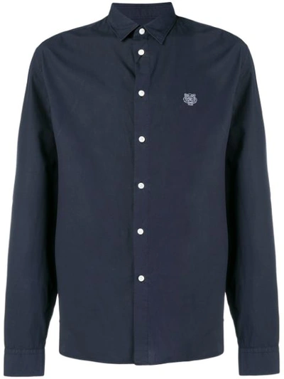 Kenzo Slim Fit Tiger Crest Button-down Shirt In Blue