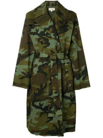 Nili Lotan Farrow Camouflage-print Cotton-blend Trench Coat In Green