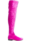 Alberta Ferretti Thigh-length Velvet Boots In Pink