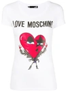 LOVE MOSCHINO LOVE MOSCHINO ROCKSTAR HEART T-SHIRT - WHITE