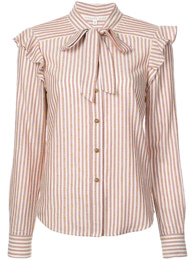 Veronica Beard Striped Pussy Bow Shirt - 红色 In Red