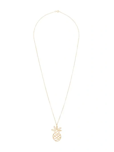 Malaika Raiss Gold Plated 3d Pineapple Necklace In Metallic