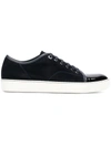 Lanvin Suede And Leather Cap-toe Sneakers In Dark Blue