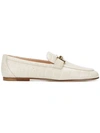 Tod's Embellished Croc-effect Leather Loafers In Cream