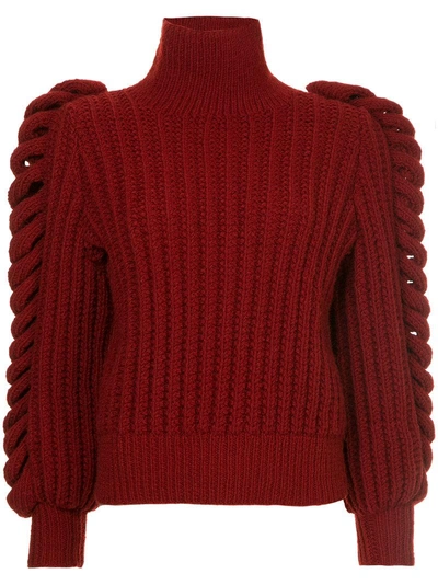 Liya Chunky Knit Turtleneck Sweater - 红色 In Red