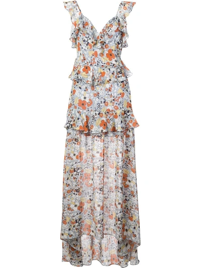 Alexis Jewell Floral Ruffle Maxi Dress In Pink