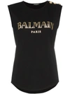 Balmain Sleeveless Logo-print T-shirt In Black