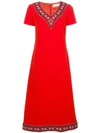 GOAT GOAT GLAM EMBELLISHED NECKLINE DRESS - RED