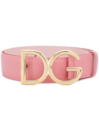 Dolce & Gabbana Reversible Logo-buckle Belt In Pink