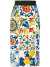 DOLCE & GABBANA MAJOLICA PRINT PENCIL SKIRT