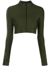 PACO RABANNE PACO RABANNE ZIP-UP CROPPED JACKET - GREEN