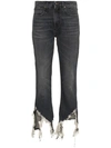 R13 HIGH WAISTED CROPPED DISTRESSED JEANS