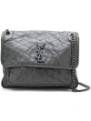 Saint Laurent Medium Niki Monogram Leather Bag In Grey