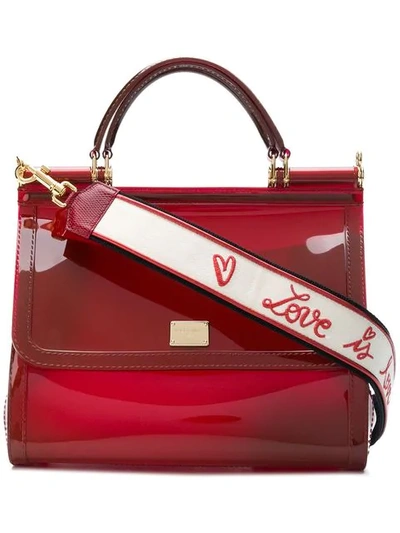 Dolce & Gabbana Large Sicily Bag In Semi-transparent Rubber In Red