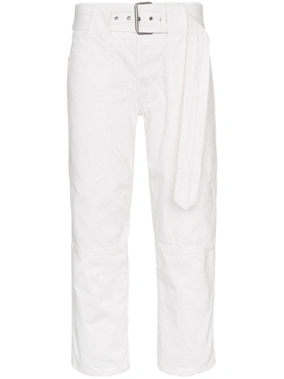 Proenza Schouler High Rise Straight Leg Jeans With Belt In White