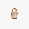 STAUD STAUD WHITE AND BROWN MOREAU MACRAME AND LEATHER BUCKET BAG,079006001012968368