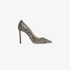 JIMMY CHOO JIMMY CHOO ROMY GLITTER PUMPS,ROMY100ARG12969731