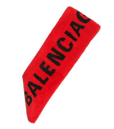 Balenciaga Intarsia Wool Scarf In Red/black
