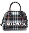 BALENCIAGA VILLE S PLAID LEATHER SHOULDER BAG,P00333017