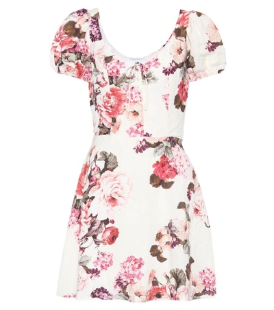 Lpa Floral-printed Linen And Cotton Dress In Beige