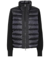 Moncler Puffer Cardigan W/ Knit Sleeves In Black