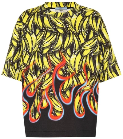 Prada Banana Flames-print Shell Shirt In Yellow