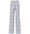 VICTORIA BECKHAM WOOL AND MOHAIR PLAID PANTS,P00324149