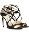 JIMMY CHOO LANG LEATHER SANDALS,P00338457