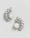 TRUE DECADENCE SILVER EMBELLISHED PEARL STUDS - SILVER,JW2266 CN