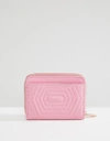 TED BAKER QUILTED BOW SMALL ZIP PURSE IN LEATHER - PINK,147256