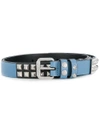 PRADA PRADA SLIM STUDDED BELT - BLUE