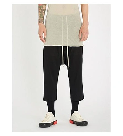 Rick Owens Astaires Cropped Stretch Virgin Wool Trousers In Black