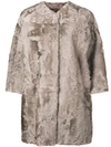 MANZONI 24 MANZONI 24 SINGLE-BREASTED FUR COAT - GREY