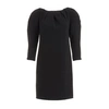 WTR  Vera Black Padded Shoulder Wool Dress