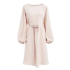 WTR  Katsina Cream Long Sleeve Knee Length Silk Dress