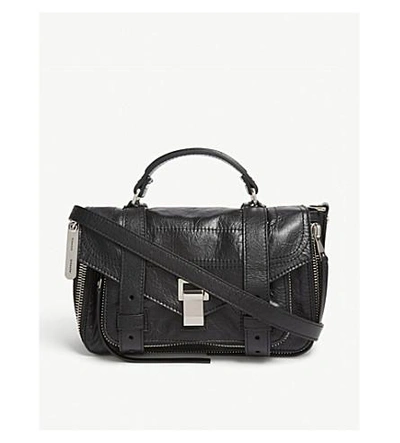 Proenza Schouler White Ps1 Tiny Paper Leather Satchel In Black