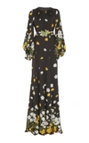 ANDREW GN CRYSTAL-EMBELLISHED FLORAL-PRINT SILK GOWN,G02NB/MAC19