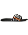 Nike Men's Benassi Just Do It Print Slide Sandals From Finish Line In Black/black