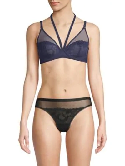 Addiction Nouvelle Lingerie Rock Candy Embroidered Underwire Bra In Navy