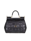 DOLCE & GABBANA "MISS SICILY" HAND BAG IN NAPPA MATELASSE COLOR BLACK,10640248