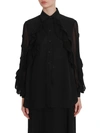 Givenchy Ruffled Style Transparent Blouse In Nero