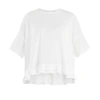 PAISIE Oversized Jersey Top With Drop Hem Ruffle In White