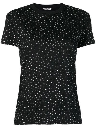 Miu Miu Crystal Embellished T-shirt - 黑色 In Black
