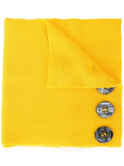 0711 Button Embellished Knitted Scarf In Yellow